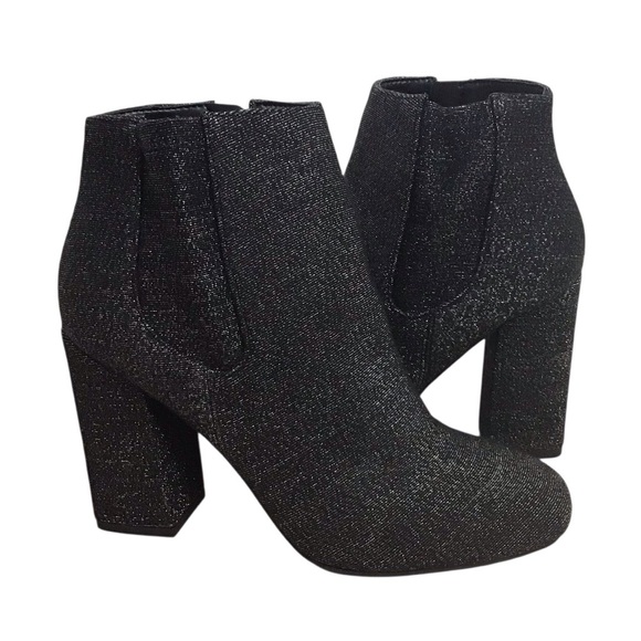 Marc Fisher Gemi Silver Black Block Heel Bootie - Picture 2 of 10